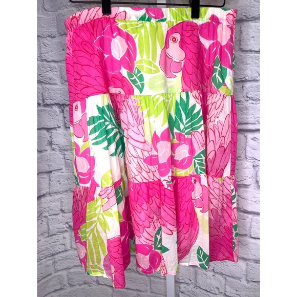 Lilly Pulitzer Skirt Holy Grail PInk Parrot  print white tag vintage Size 2 - Picture 2 of 7